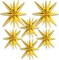 6-Pack Gold Starburst Foil Balloons – 14-Point Cone, 27 & 22in for Wedding, Birthday & Party Decor